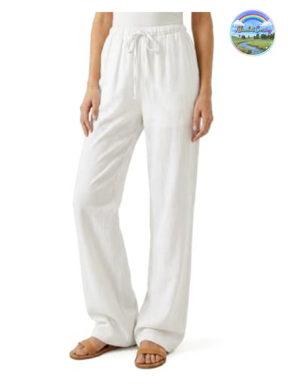 Women's Tall Linen Pants 6FT High Waisted Relaxed Straight Leg